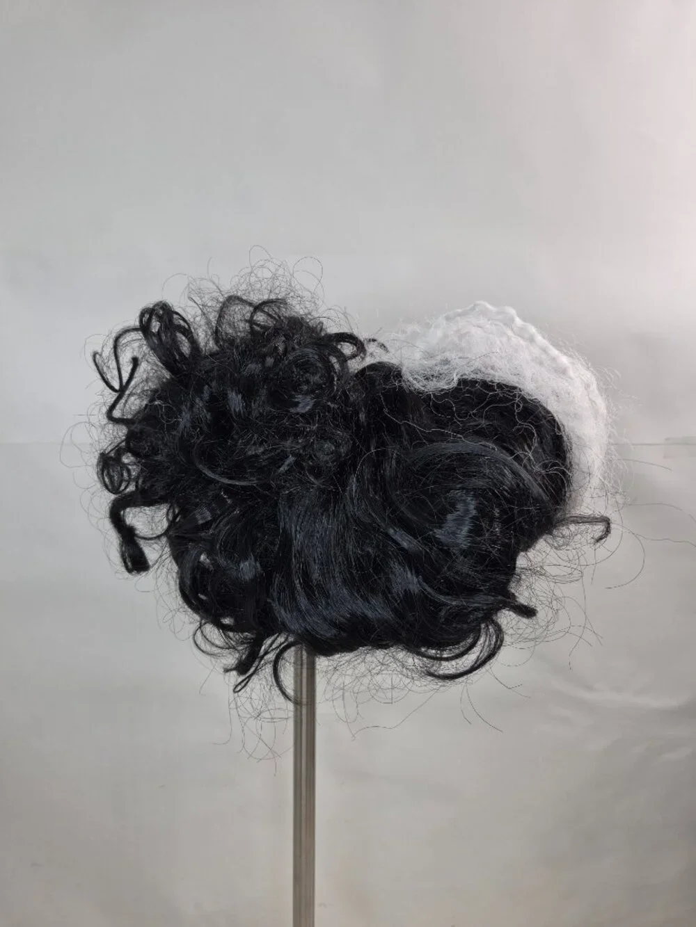 Adult Black and White Center Skunk Stripe Halloween Costume Wig